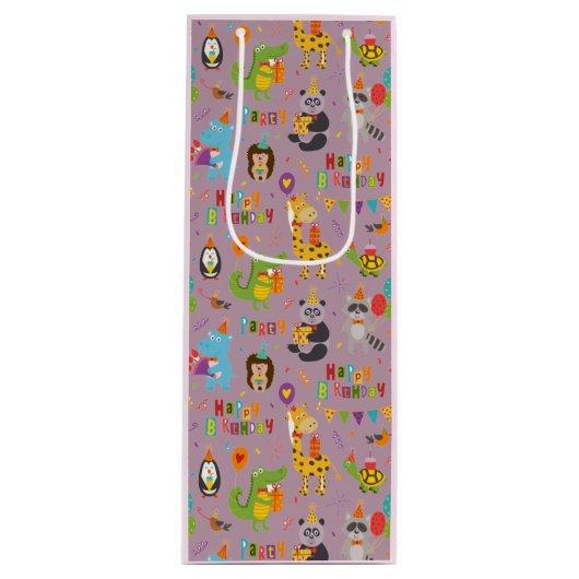 Funny Animals Happy Birthday Wijn Cadeautas (Voorkant)