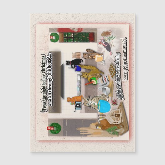 Funny Animals Night Before Xmas Magnetische Kaart (Voorkant)