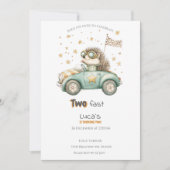 Funny Animals Race Cars Uitnodiging 2e Verjaardag (Voorkant)