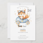 Funny Animals Race Cars Uitnodiging 2e Verjaardag (Voorkant)