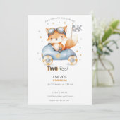 Funny Animals Race Cars Uitnodiging 2e Verjaardag (Staand voorkant)