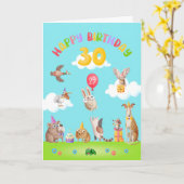 Funny Animals Reluctant Happy 30e verjaardag Kaart (Gele Bloem)