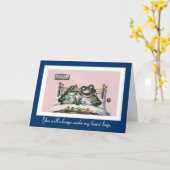 Funny Animals - Schattige  Frogs Jubileum Kaart (Gele Bloem)