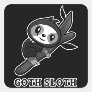 Funny Animals Sloth Gothic Vierkante Sticker