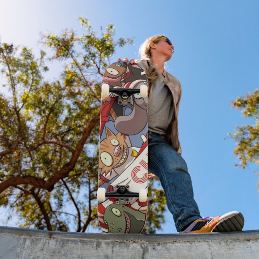 Funny Animals Sportfans Sinaasappel Kat & Fruit Ba Persoonlijk Skateboard (Buiten 1)