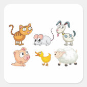 Funny Animals Square Sticker (Voorkant)