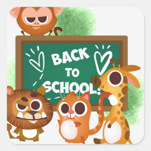 Funny Animals Terug naar schoolplein Vierkante Sticker