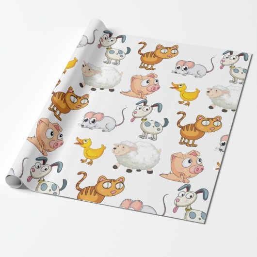 Funny Animals Wrapping Paper Cadeaupapier (Uitgerold)