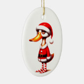 Funny Animated Duck Christmas Card Keramisch Ornament (Rechts)