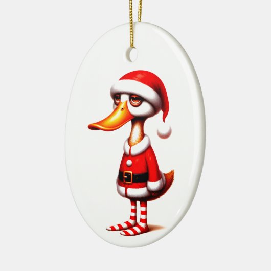 Funny Animated Duck Christmas Card Keramisch Ornament (Links)