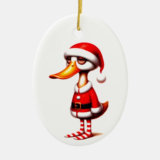 Funny Animated Duck Christmas Card Keramisch Ornament (Voorkant)