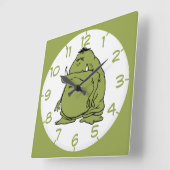 Funny Animated Green Troll Ogre Cartoon Vierkante Klok (Hoek)