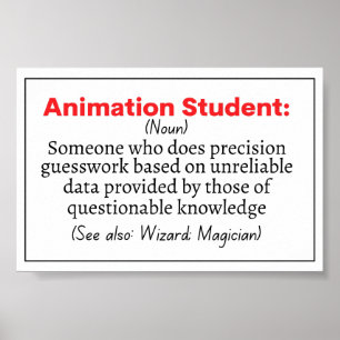 Funny Animation Student Definition Poster