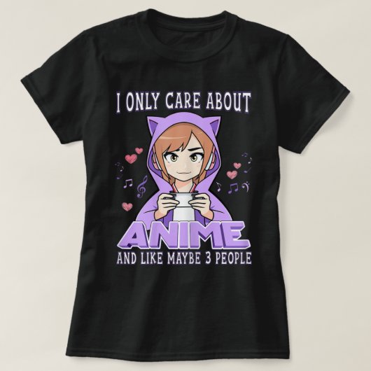 Funny Anime Gamer Girl Design T-shirt (Design voorkant)