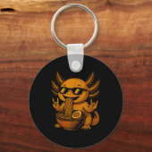 Funny Anime Kawaii Axolotl Eating Ramen Graphic Te Sleutelhanger (Voorkant)