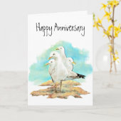 Funny Anniversary, From Group of Seagulls, birds Kaart (Gele Bloem)