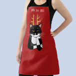 Funny Annoyed Kerstkat Schort<br><div class="desc">Een grappige sarcastische,  irritante en onenthousiaste zwarte en witte tuxedo kat met kerstgeweien. Ho ho ho,  en al dat spul. Verander de tekst of verwijder het om verder te personaliseren.</div>