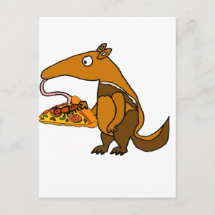 Funny Anteater die Pizza Cartoon eet Briefkaart