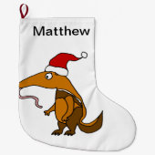 Funny Anteater in Santa hat Cartoon Grote Kerstsok (Voorkant)
