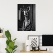 Funny Antelope in Bathrobe Print, Quirky Bathroom Poster (Thuiskantoor)
