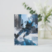 Funny anthromorphic icecube falling on ice  briefkaart (Staand voorkant)