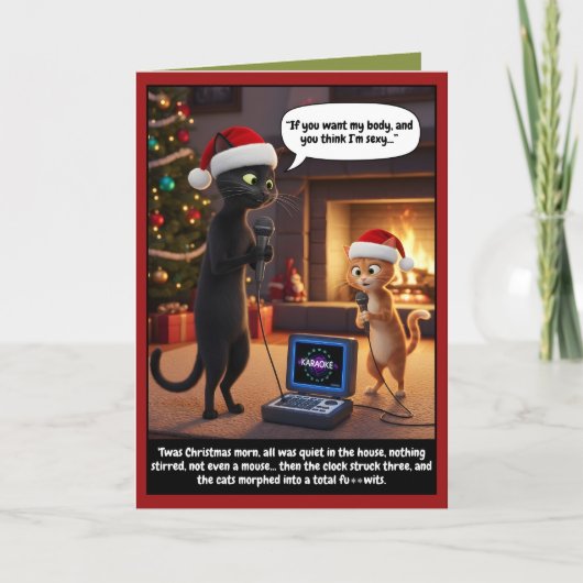 Funny anthropomorphic cats Christmas Kaart (Voorkant)