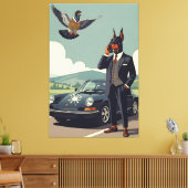Funny anthropomorphic Doberman Pinscher dog Canvas Afdruk (Insitu (Woonkamer))
