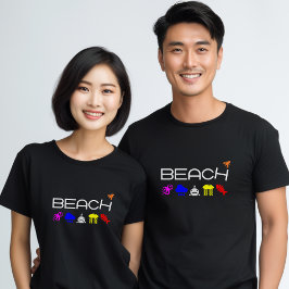 Funny Anti-Beach pictogrammen Donkere kleur T-shirt