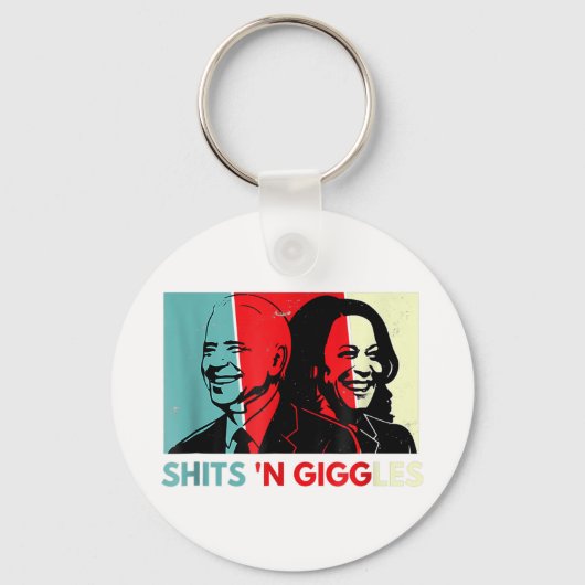 Funny Anti-Biden Harris Shits'n Giggles Political Sleutelhanger (Voorkant)