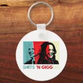 Funny Anti-Biden Harris Shits'n Giggles Political Sleutelhanger (Voorkant)