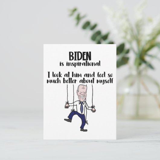 Funny anti Biden Puppet Inspiron Satire Briefkaart (Staand voorkant)