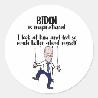 Funny anti Biden Puppet Inspiron Satire Ronde Sticker