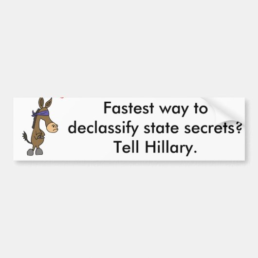 Funny Anti Hillary State Secrets Cartoon Bumpersticker (Voorkant)