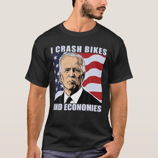 Funny Anti Joe Biden Bicycle, I Crash Bikes en EC T-shirt (Voorkant)