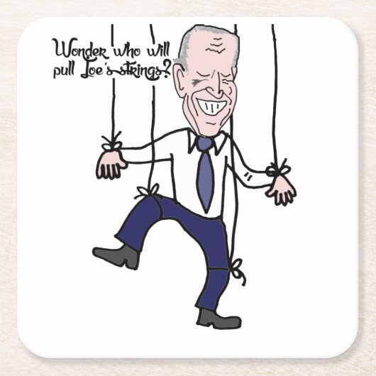 Funny Anti Joe Biden Puppet Politieke Cartoon Kartonnen Onderzetters (Voorkant)