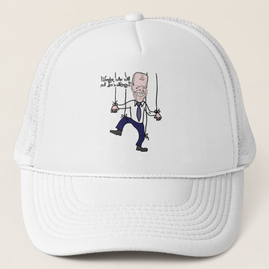 Funny Anti Joe Biden Puppet Politieke Cartoon Trucker Pet (Voorkant)