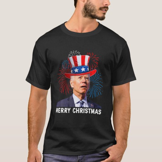 Funny Anti Joe Biden Xmas Merry Kerstfeest Funny 4 T-shirt (Voorkant)