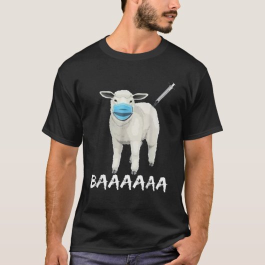 Funny-ANTI-MASK-SHEEP-MET-FACE-MASK-Vaccine-Baa T-shirt (Voorkant)