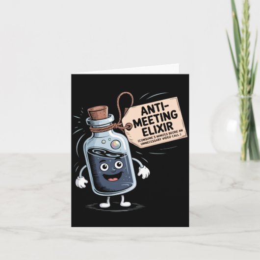 Funny Anti Meeting Elixir Retro Cartoon Office H  Kaart (Voorkant)