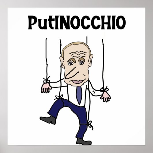 Funny Anti-Poetin en Rusland Putinocchio Pun Poster (Voorkant)