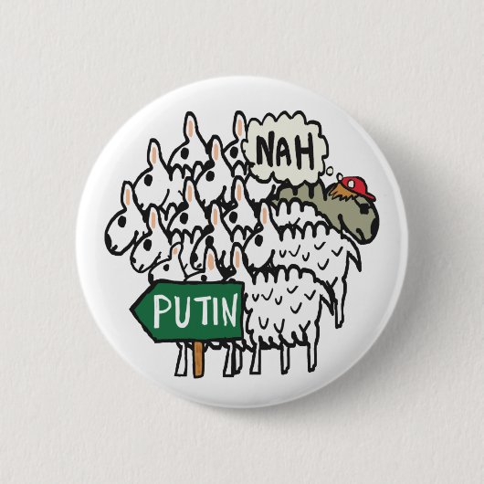 Funny Anti-Poetin Sheep Ronde Button 5,7 Cm (Voorkant)