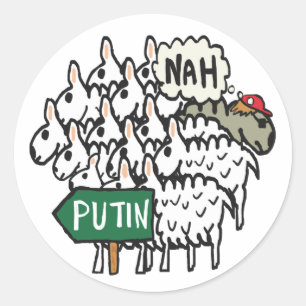 Funny Anti-Poetin Sheep Ronde Sticker