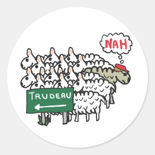 Funny Anti Trudeau Ronde Sticker (Voorkant)