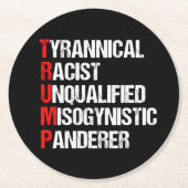 Funny Anti Trump Acronym Politieke Humor Ronde Kartonnen Onderzetter (Voorkant)