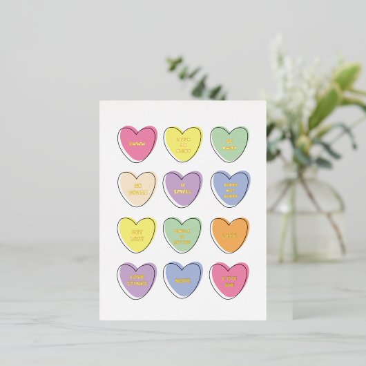 Funny Anti-Valentijnsdag Snoep Harten Folie Feestdagen Briefkaart (Staand Voorkant)