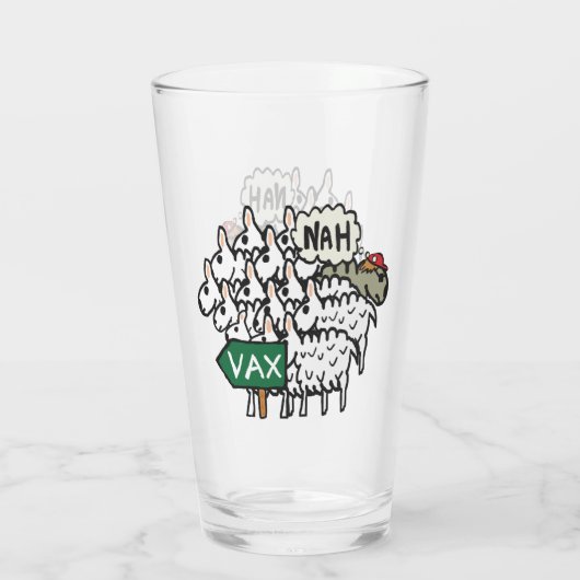 Funny Anti-Vax Sheep Glas (Achterkant)