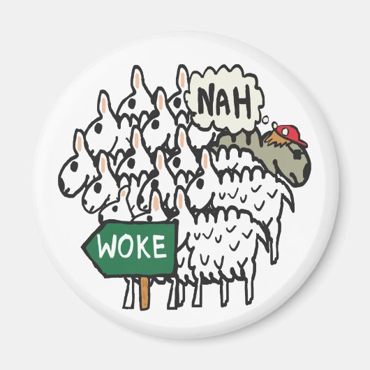 Funny Anti Woke Sheep Magneet (Voorkant)