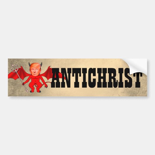 Funny "Antichrist" Trump als Devil Bumpersticker (Voorkant)