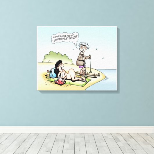 Funny "Antinudist" Canvas Print (Insitu (Houten vloer))