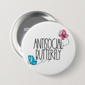 Funny Antisocial Butterfly Button (Voorkant /achterkant)